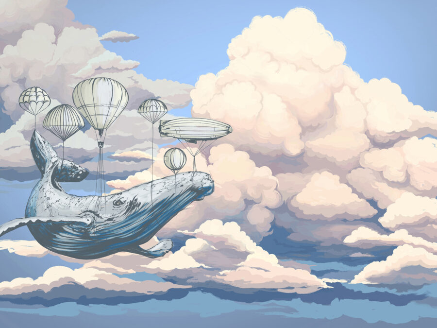 Baleine avec montgolfières Baleine avec montgolfières