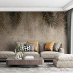 Papier peint Feuilles de palmier sur fond texturé