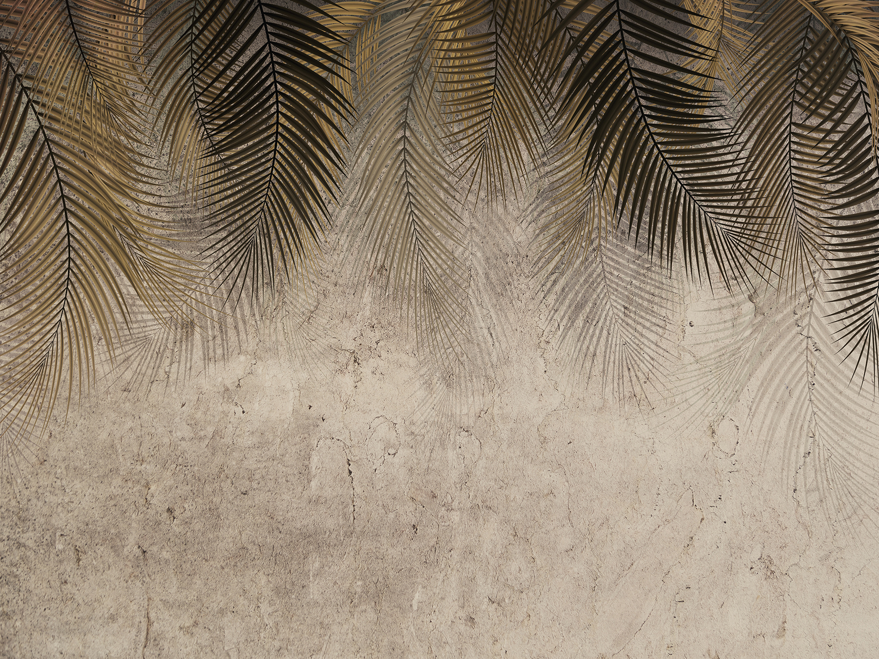 Palm leaves against a textured backdrop