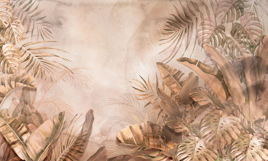Feuilles tropicales dans des tons doux.