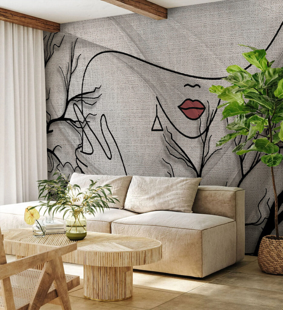 Drawing of a woman's face and a tree Drawing of a woman's face and a tree