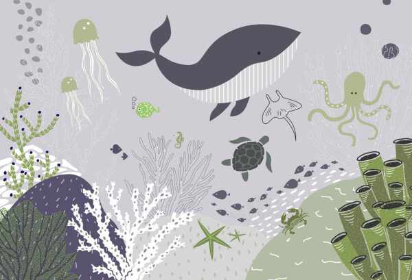 Une vie marine avec une baleine et des tortues Une vie marine avec une baleine et des tortues