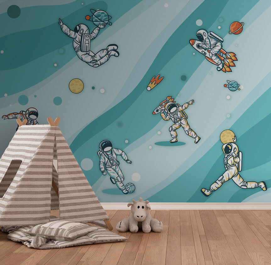 Groupe d'astronautes dans l'espace