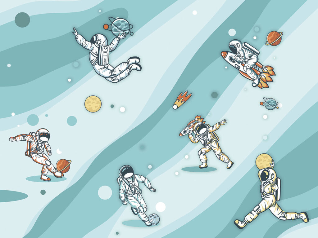 Groupe d'astronautes dans l'espace Groupe d'astronautes dans l'espace
