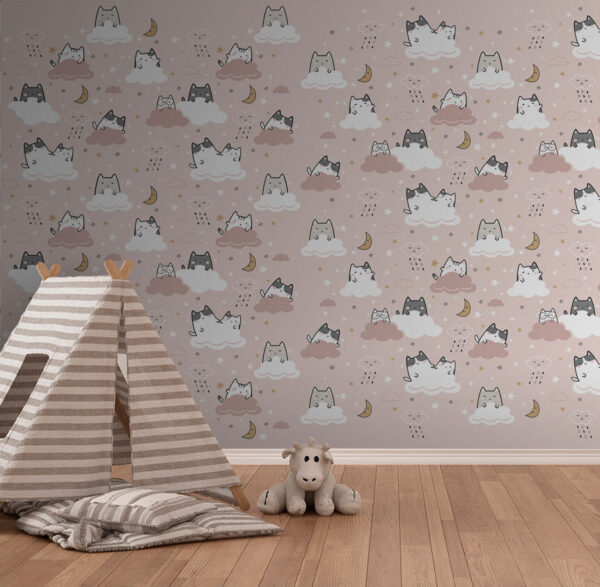 Motif de chats sur fond rose Motif de chats sur fond rose