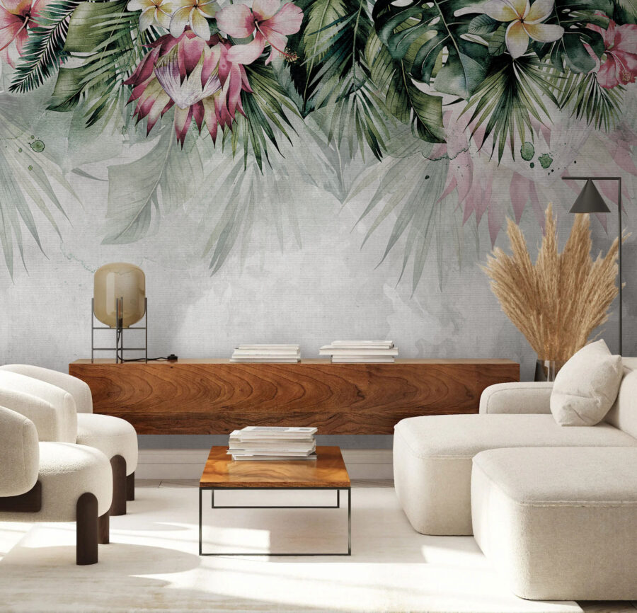 Peinture de fleurs et de feuilles