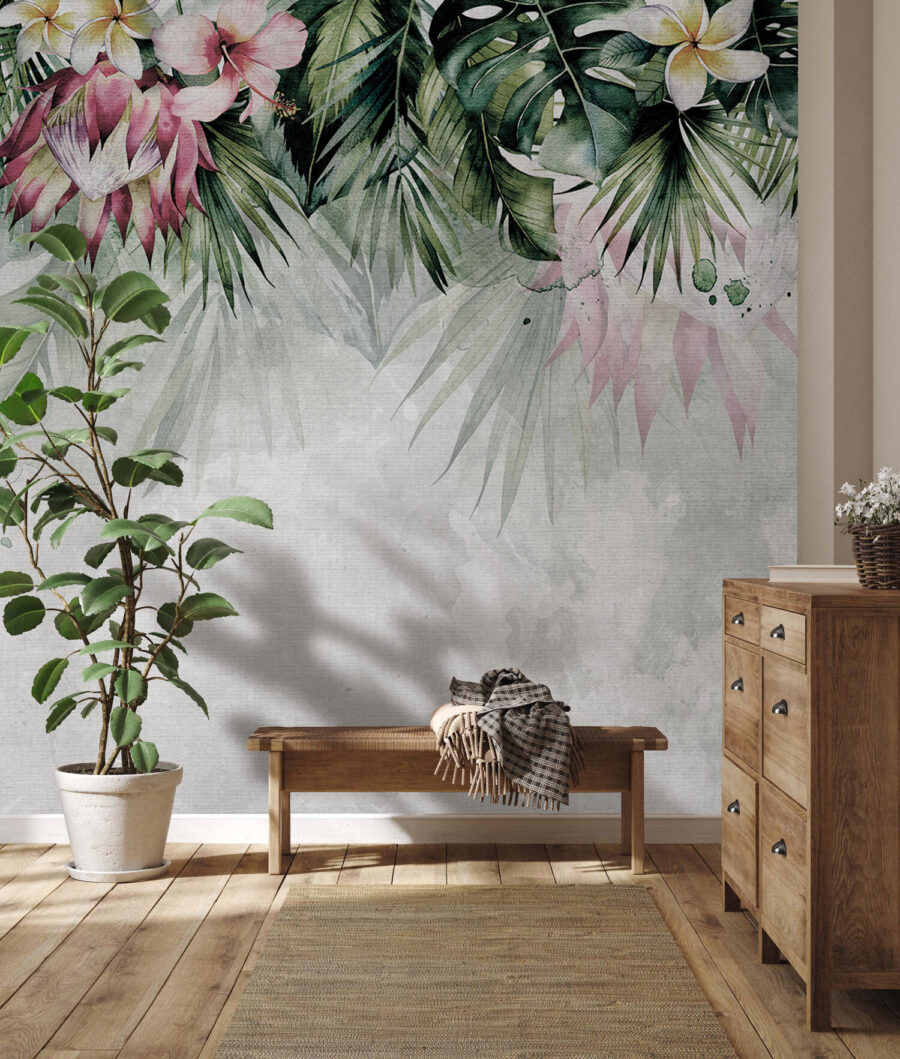Peinture de fleurs et de feuilles