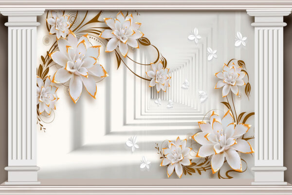 Cadre floral élégant avec des papillons Cadre floral élégant avec des papillons