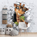 Papier peint Girafe en lunettes