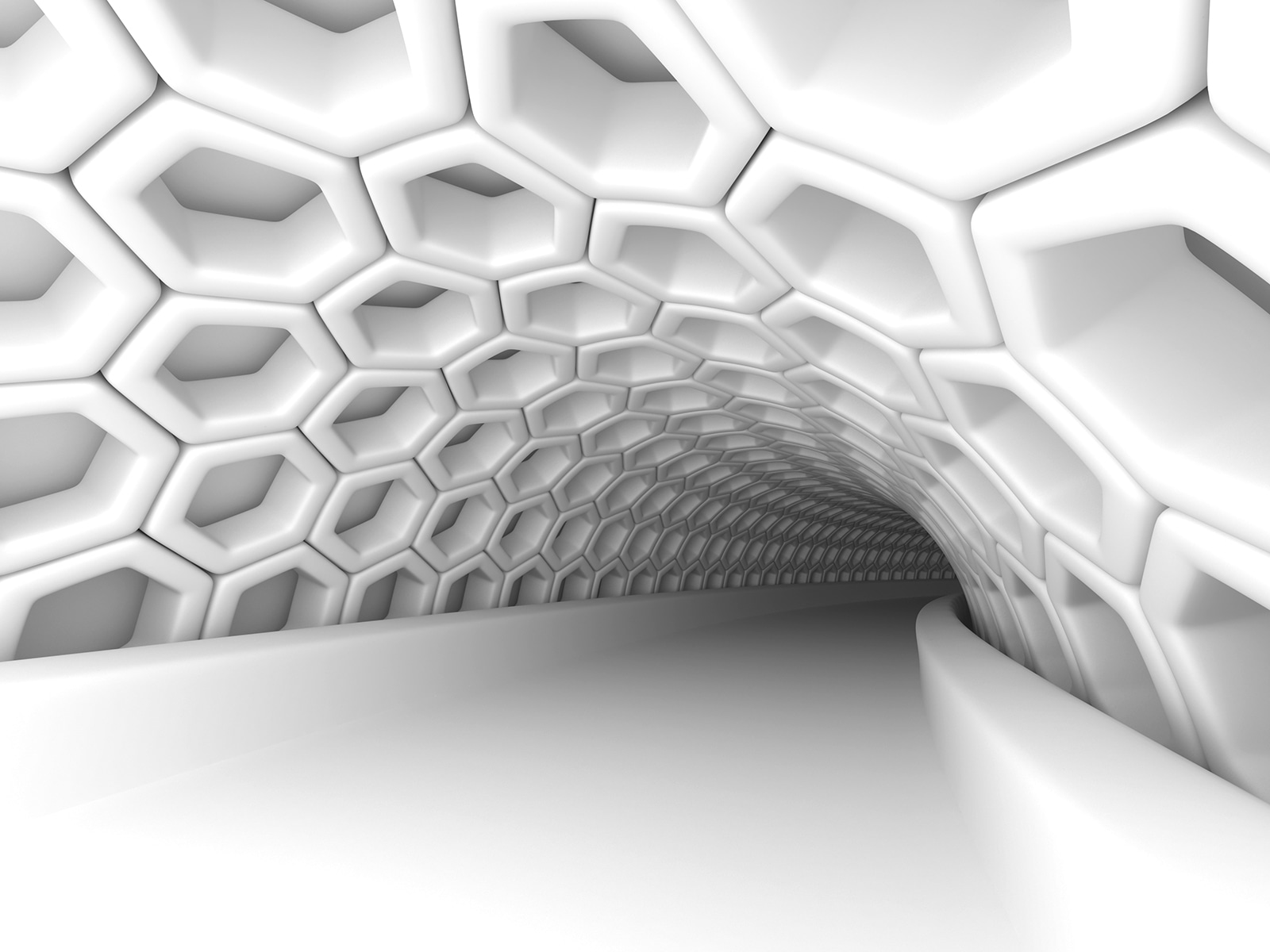 u93596p - Tunnel blanc avec hexagones - tegory
