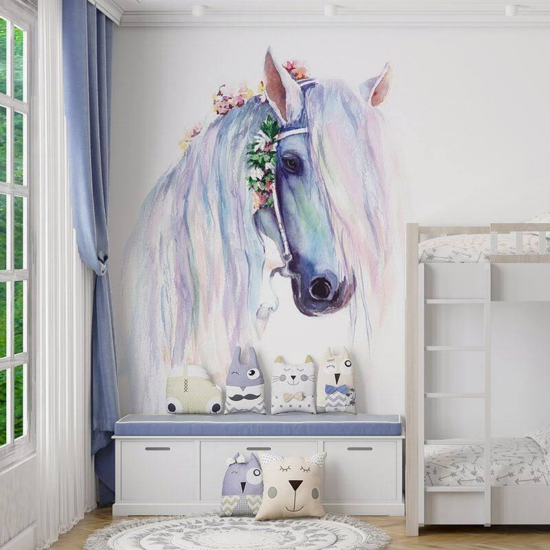 Watercolor of a horse with flowers on its head Watercolor of a horse with flowers on its head