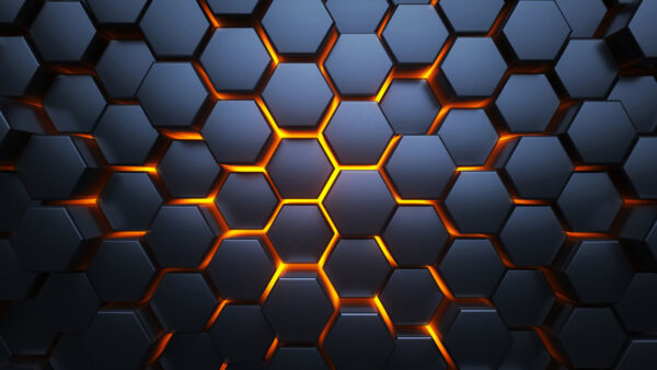 Hexagones noirs avec lumières orange Hexagones noirs avec lumières orange