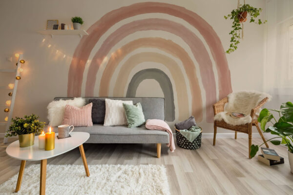 Arc-en-ciel peint en rose et gris Arc-en-ciel peint en rose et gris