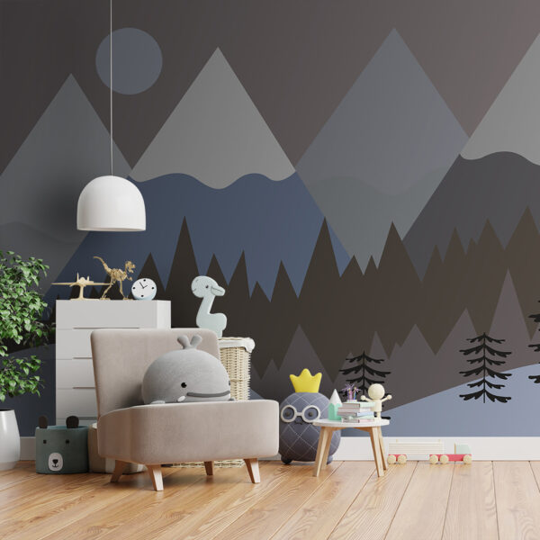 Un paysage de montagne avec des arbres et de la neige Un paysage de montagne avec des arbres et de la neige