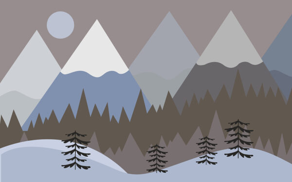 Un paysage de montagne avec des arbres et de la neige Un paysage de montagne avec des arbres et de la neige