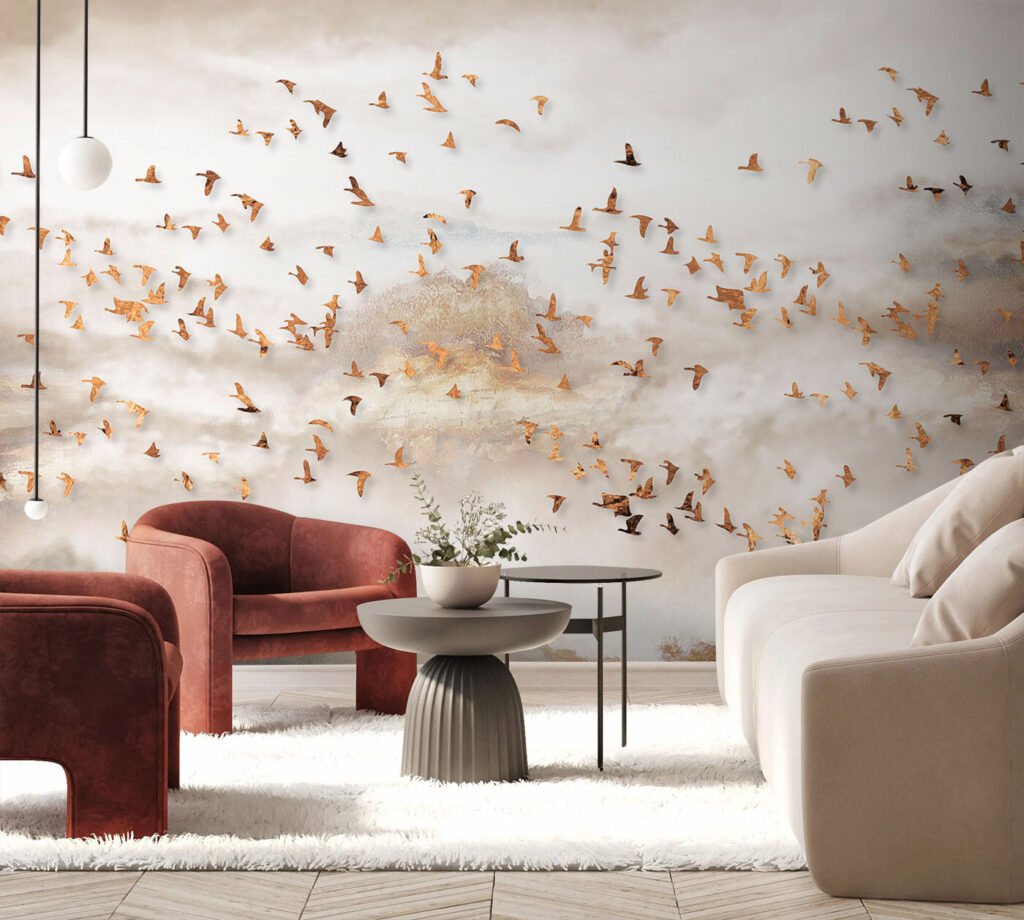 Flock of birds flying in the sky