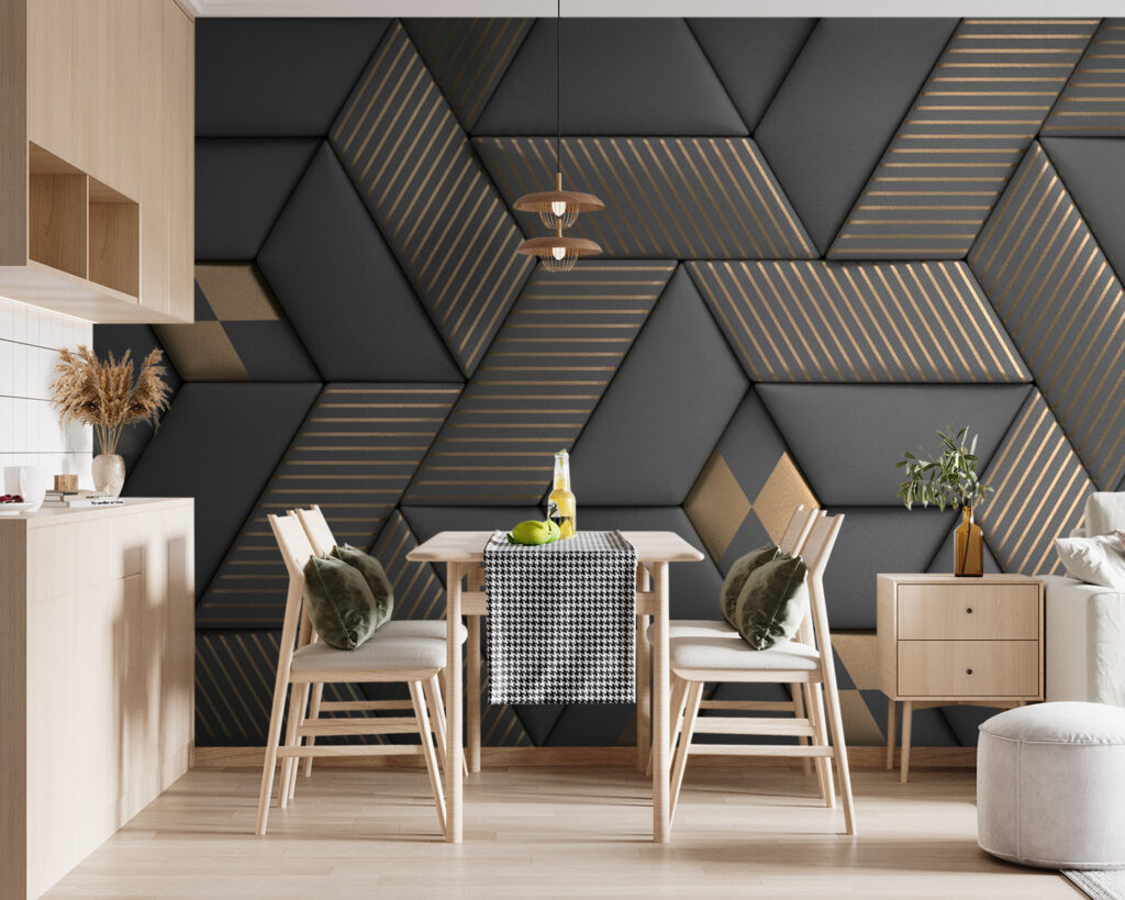 Geometric elegance in grays and brass Geometric elegance in grays and brass