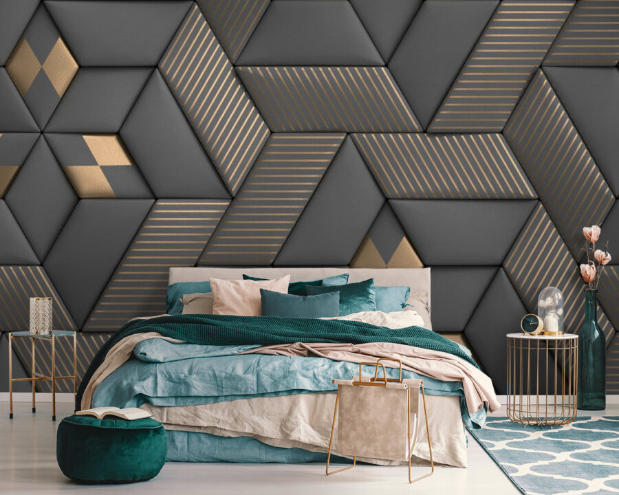 Hexagones gris et or