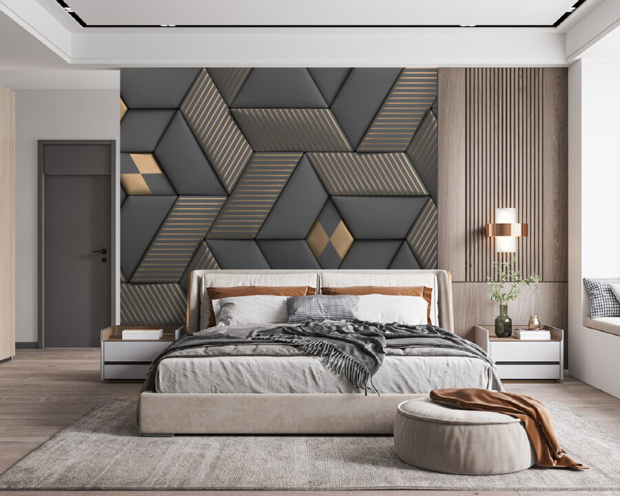 Hexagones gris et or