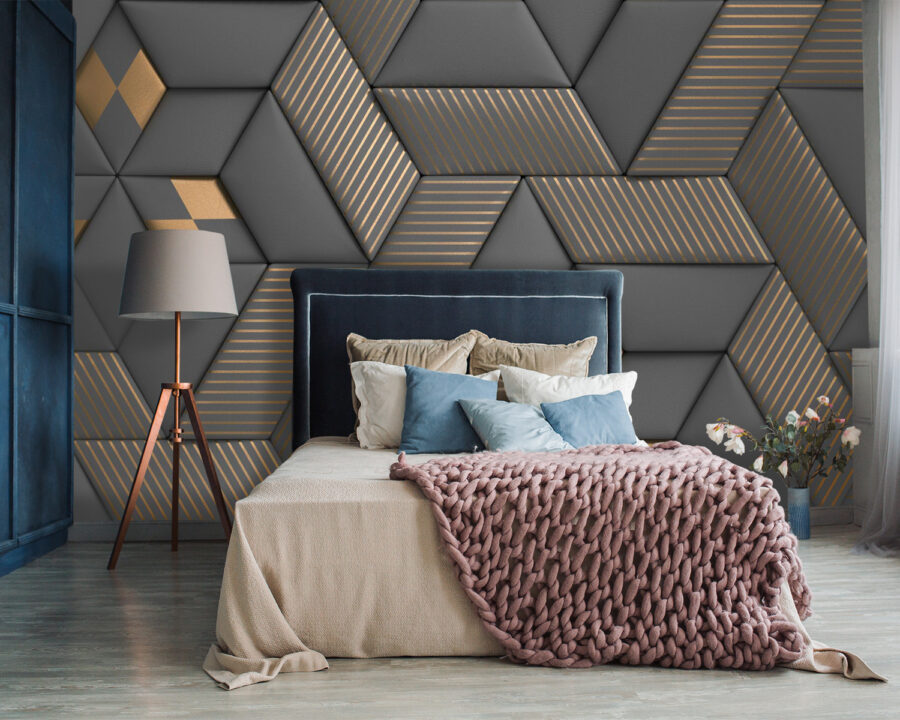 Hexagones gris et or