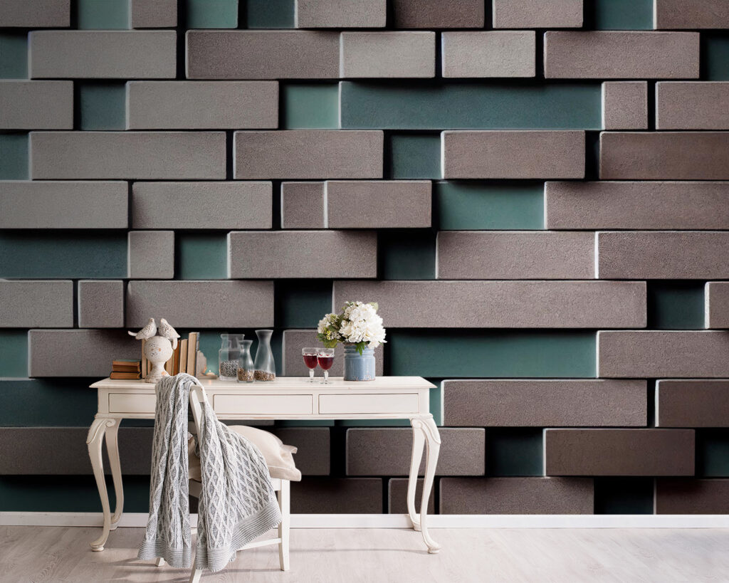 Wall of white and grey bricks Wall of white and grey bricks