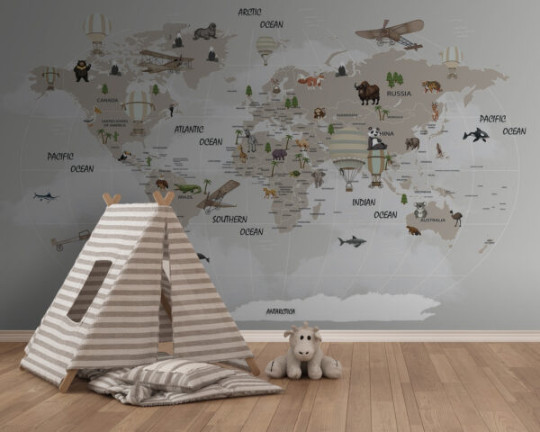 Carte du monde avec animaux u93386pir145 600x480 - Carte du monde avec animaux - tegory