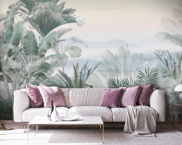 Paysage brumeux avec des plantes Paysage brumeux avec des plantes