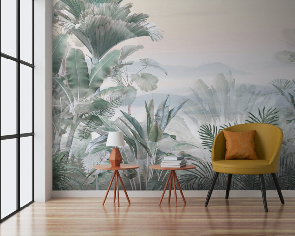 Paysage brumeux avec des plantes Paysage brumeux avec des plantes