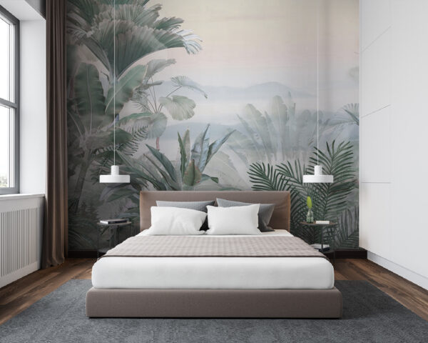 Paysage brumeux avec des plantes Paysage brumeux avec des plantes