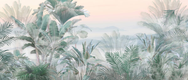 Paysage brumeux avec des plantes Paysage brumeux avec des plantes