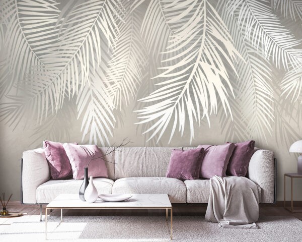 Feuilles blanches sur fond gris Feuilles blanches sur fond gris
