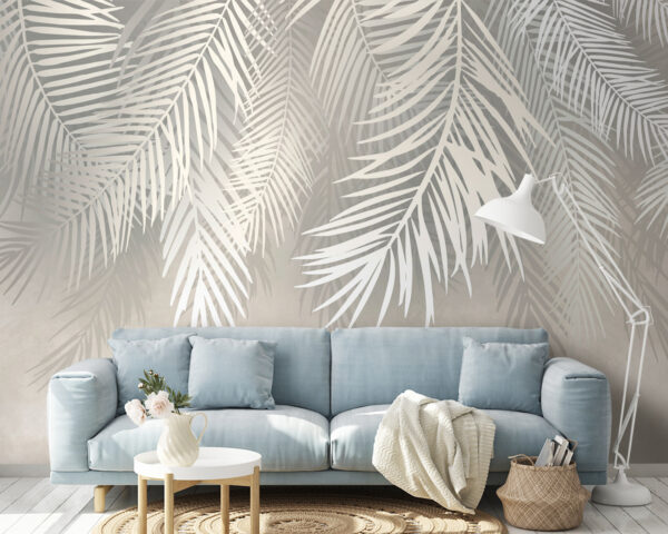 Feuilles blanches sur fond gris Feuilles blanches sur fond gris
