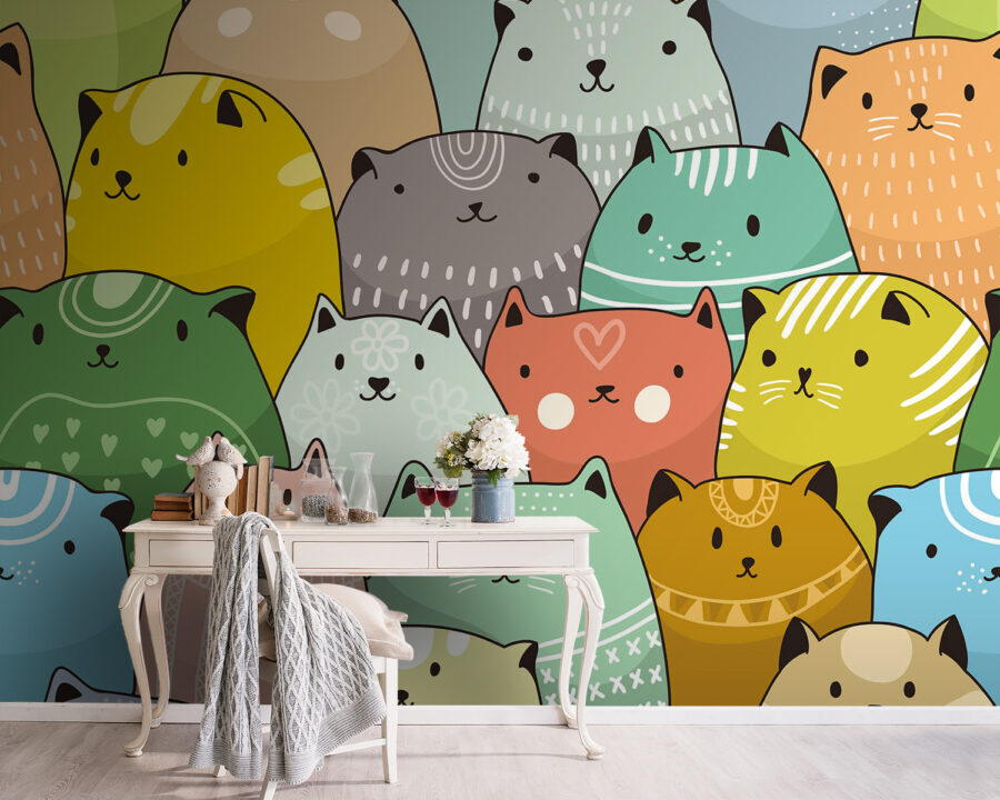 Groupe de chats de différentes couleurs