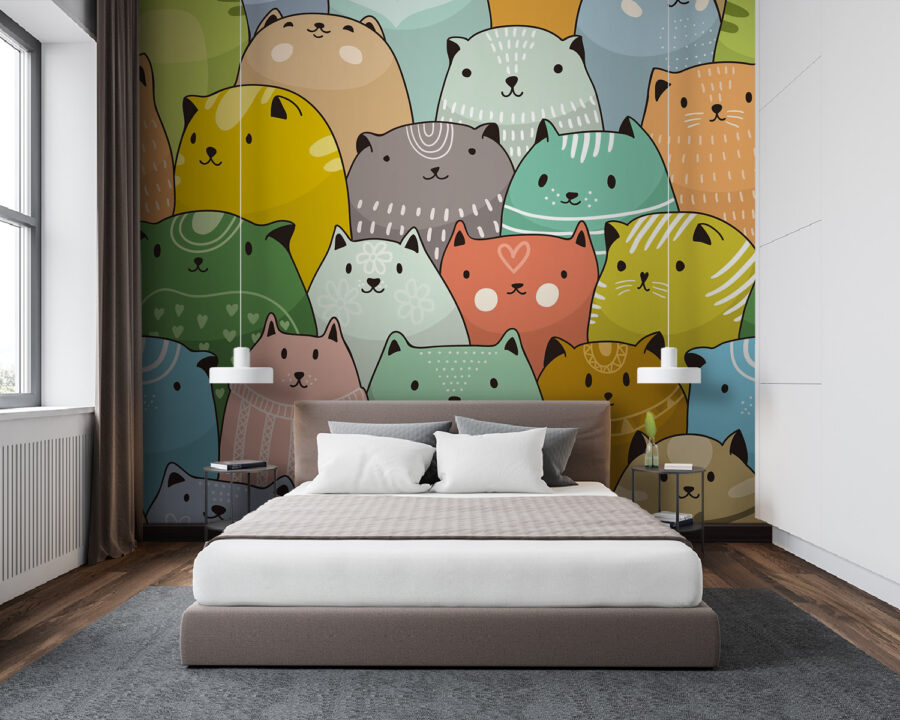 Groupe de chats de différentes couleurs