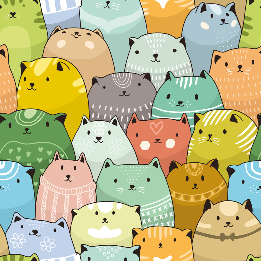 Groupe de chats de différentes couleurs