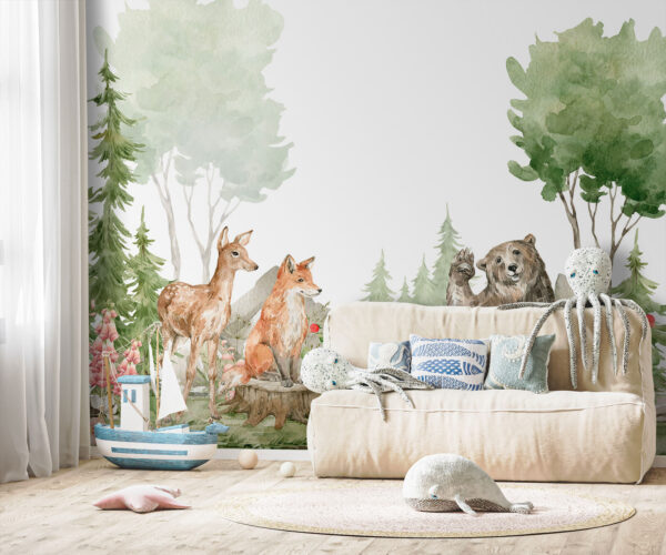 Aquarelle d'animaux dans la forêt Aquarelle d'animaux dans la forêt