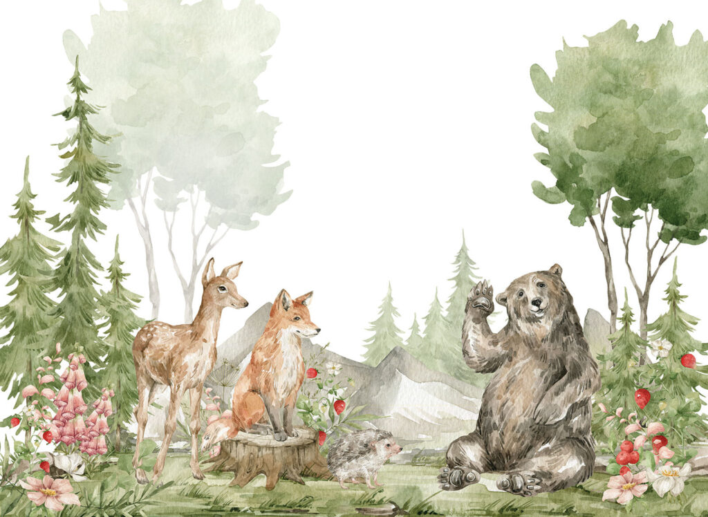 Aquarelle d'animaux dans la forêt Aquarelle d'animaux dans la forêt