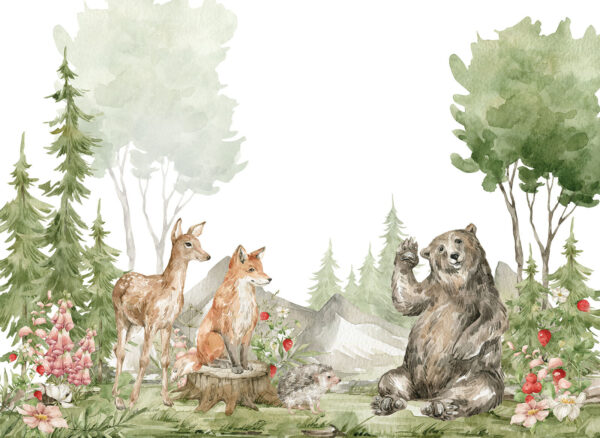 Aquarelle d'animaux dans la forêt Aquarelle d'animaux dans la forêt