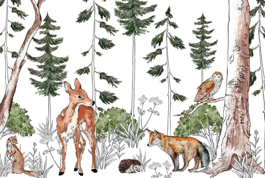 Papier peint Groupe d'animaux dans une forêt – Image 4