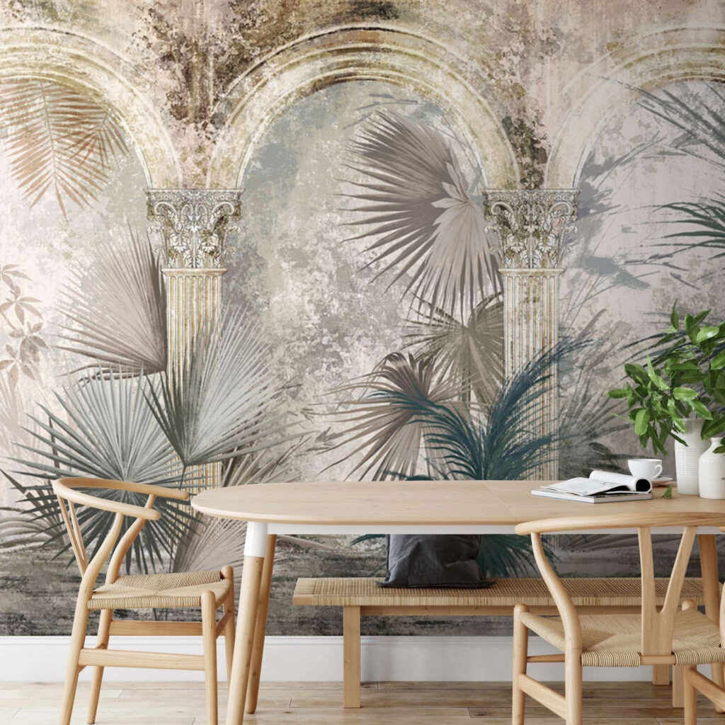 Painting of palm trees and columns Painting of palm trees and columns