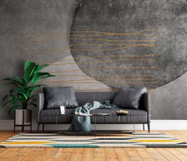 Peinture grise et blanche avec des lignes orange Peinture grise et blanche avec des lignes orange