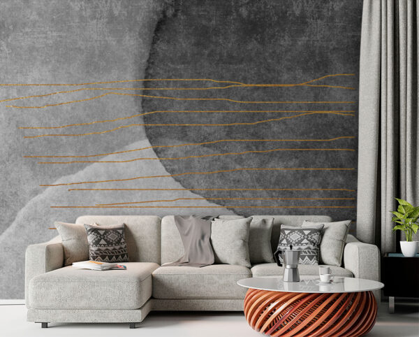 Peinture grise et blanche avec des lignes orange Peinture grise et blanche avec des lignes orange