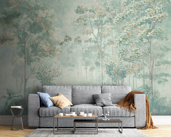 Papier peint avec des arbres et des plantes Papier peint avec des arbres et des plantes