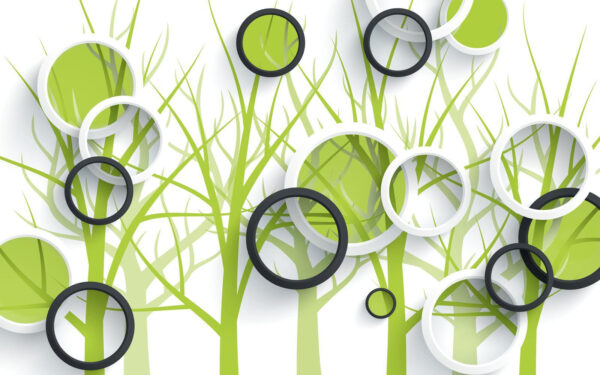 Papier peint avec des cercles et des arbres Papier peint avec des cercles et des arbres