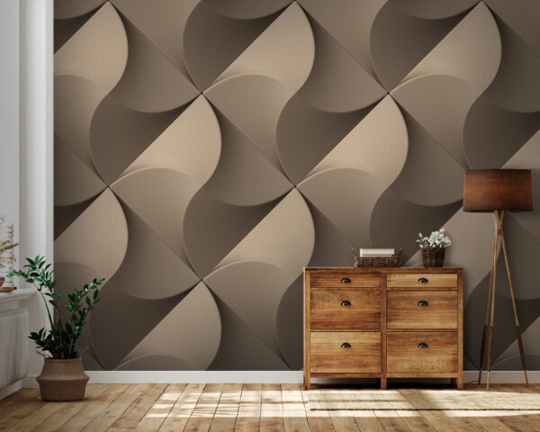 Mur avec un motif de cercles et de carrés