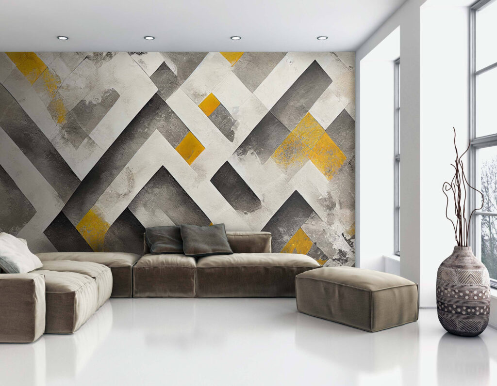 Grey and yellow painted wall Grey and yellow painted wall