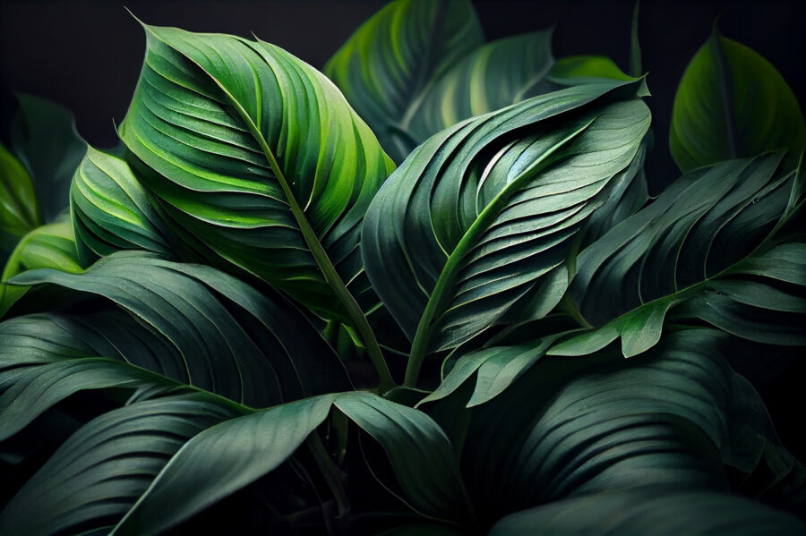 Feuilles vertes luxuriantes dans une lumière douce