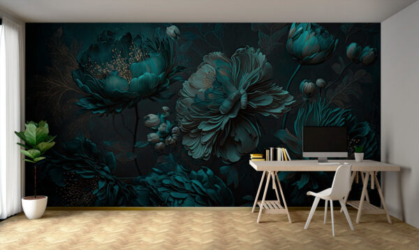 Élégant arrangement floral sarcelle sur toile. Élégant arrangement floral sarcelle sur toile.