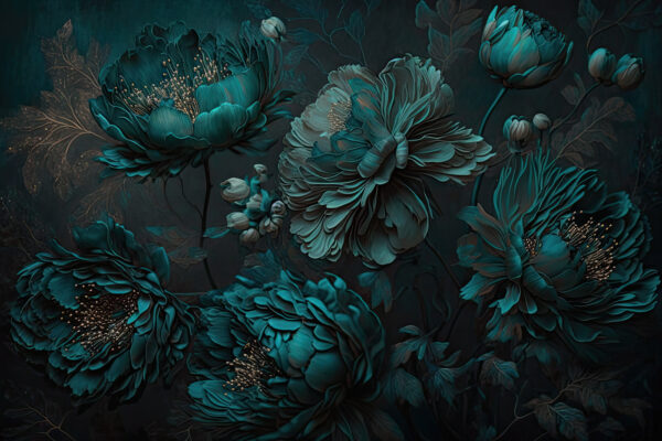 Élégant arrangement floral sarcelle sur toile. Élégant arrangement floral sarcelle sur toile.