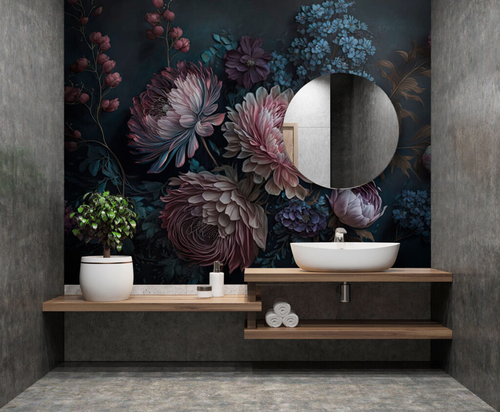 Painting of flowers on a dark background Painting of flowers on a dark background